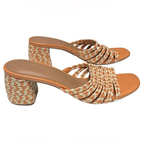 Universal Thread Shoes - Universal Thread Soft Orange and White Braided Block Heel Sandals Size 8 Slip On